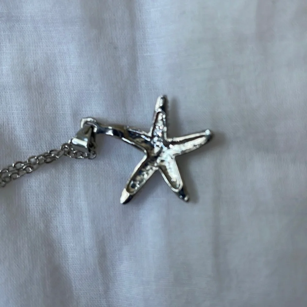 Crystal rhinestone Diamond STARFISH necklace charm pendant
